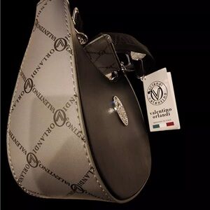 VALENTINO ORLANDI ITALY BLACK & GRAY CROSSBODY SHOULDER BAG NEW WITH WALLET
